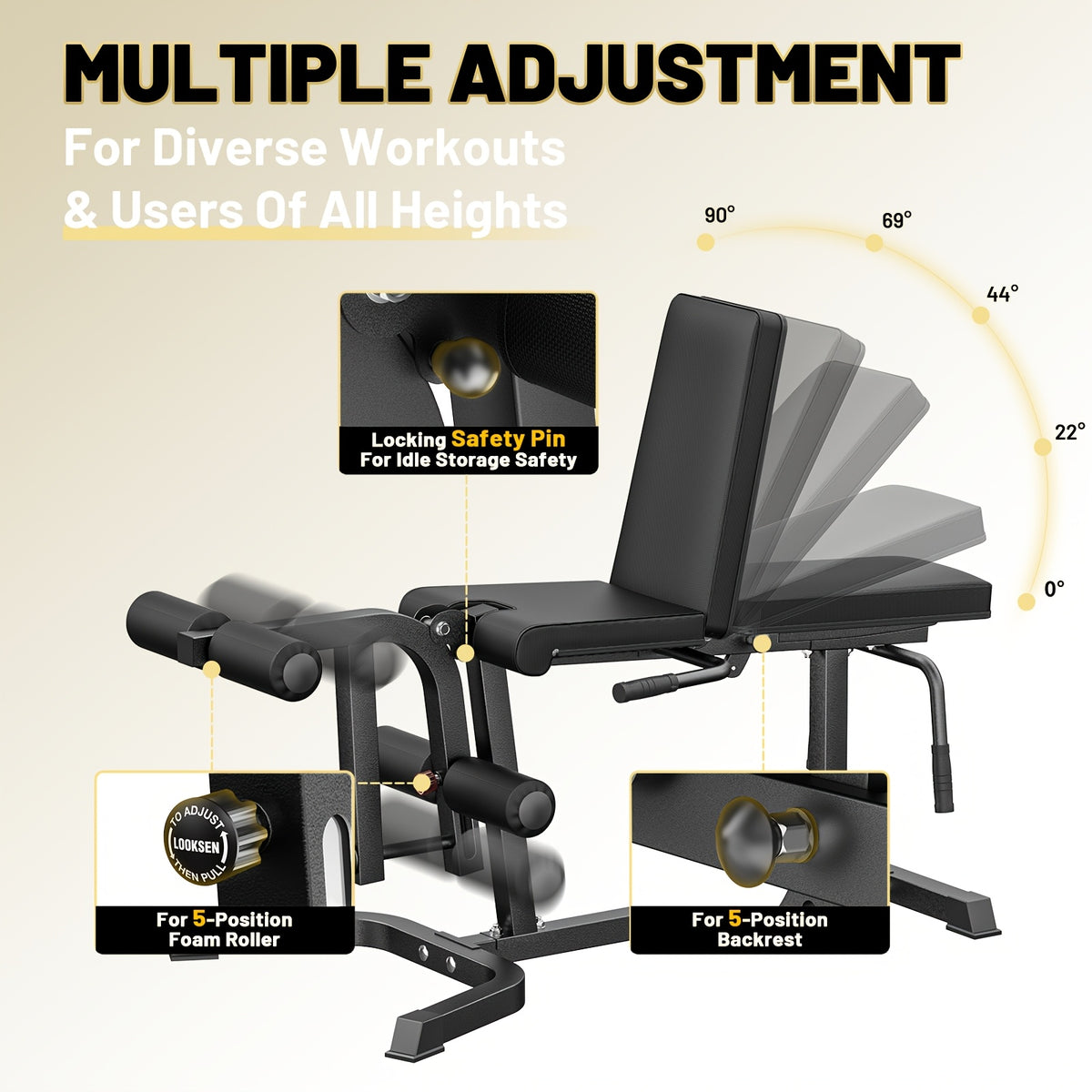 Leg Extension Curl Machine for Home Gym Lower-Body Workouts, Adjustable Seated Extension and Lying Curl Station for 1" or 2" Plates