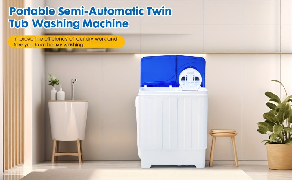 PLENTORA Portable Washing Machine Twin Tub - 28Lbs Compact Washer (18Lbs) And Dryer (10Lbs) Combo with Drain Pump - Mini Laundry Machine for Apartments, Dorms, Rvs, And Camping