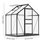 Walk-In Greenhouse with Roof Ventilation, 6 x 4 ft Polycarbonate Garden Structure on an Aluminum Frame