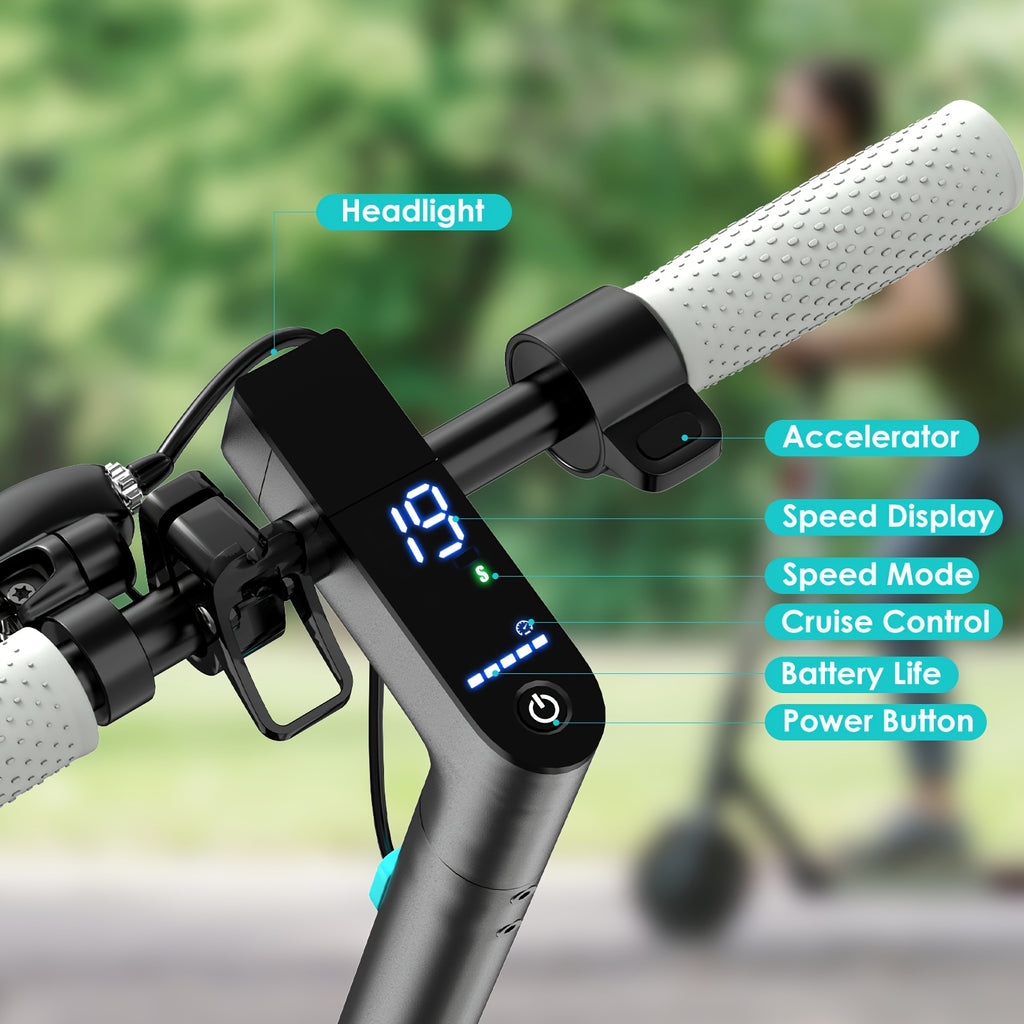 Foldable Adult Electric Scooter, 350W Motor, 8.5 Inch Solid Tires, 15-20 Miles Long Range, Dual Braking LED Display Commuter E Scooter