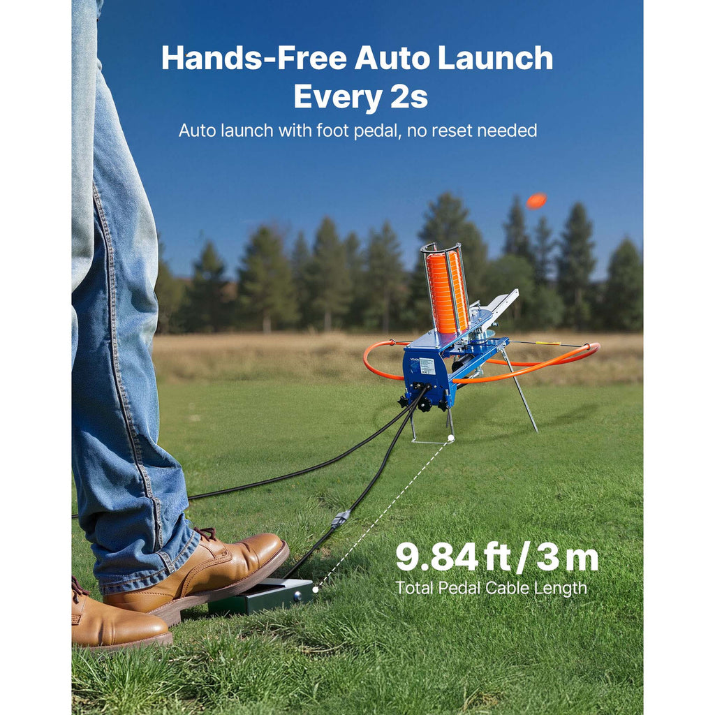 Clay Target Thrower VEVOR Automatic Pigeon Launcher, 28 or 50-Clay Capacity for 45-Yard Training