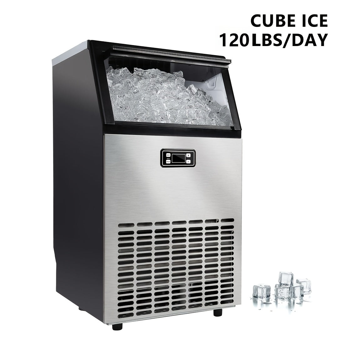 Commercial Ice Maker Machine, 100lbs/24H Stainless Steel Under Counter Ice Machine with 33lbs Ice Storage Capacity, Freestanding Ice Maker.
