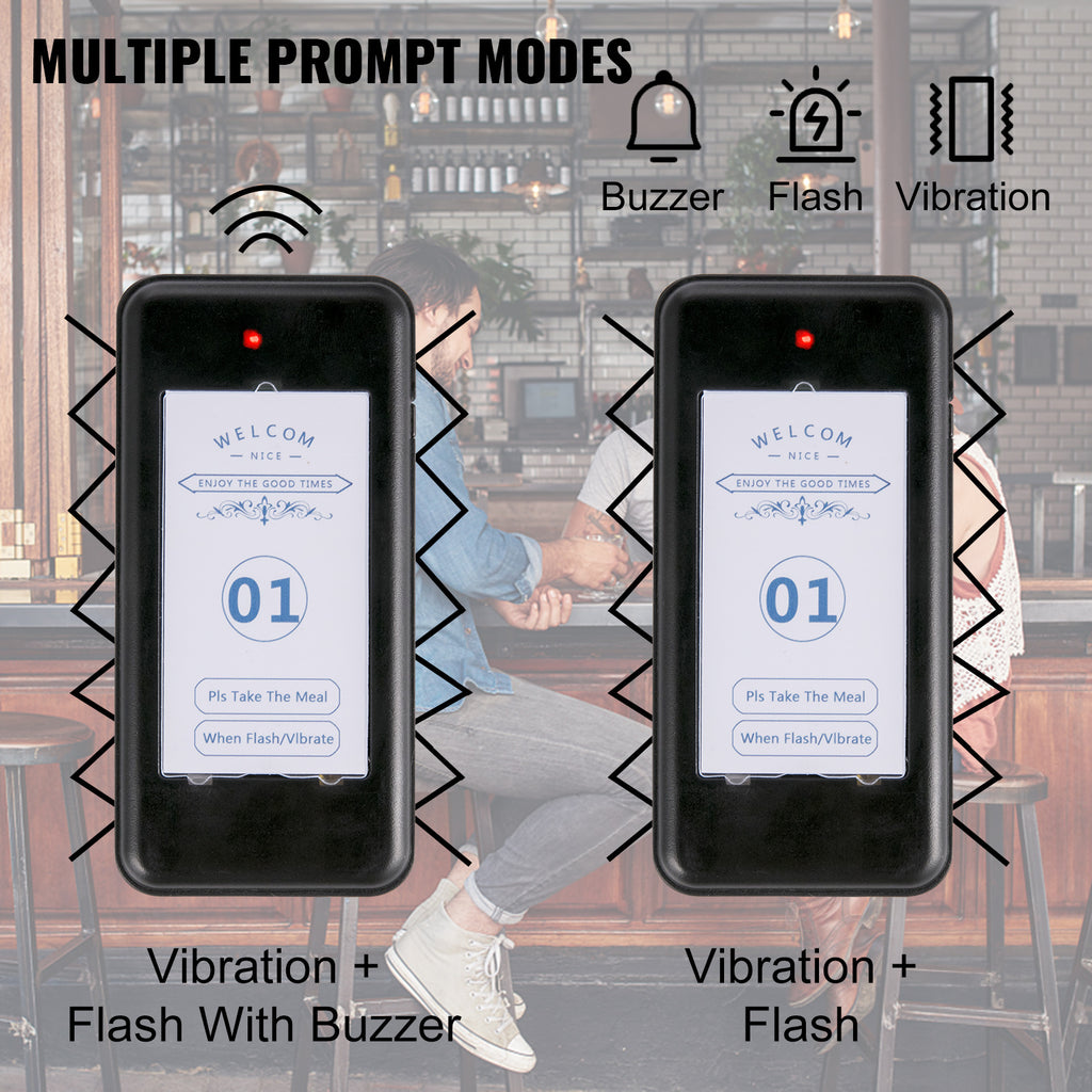 VEVOR F103 Restaurant Pager System 20 Pagers, Max 98 Beepers Wireless Calling System, Touch Keyboard with Vibration, Flashing and Buzzer for Church, Nurse, Hospital & Hotel