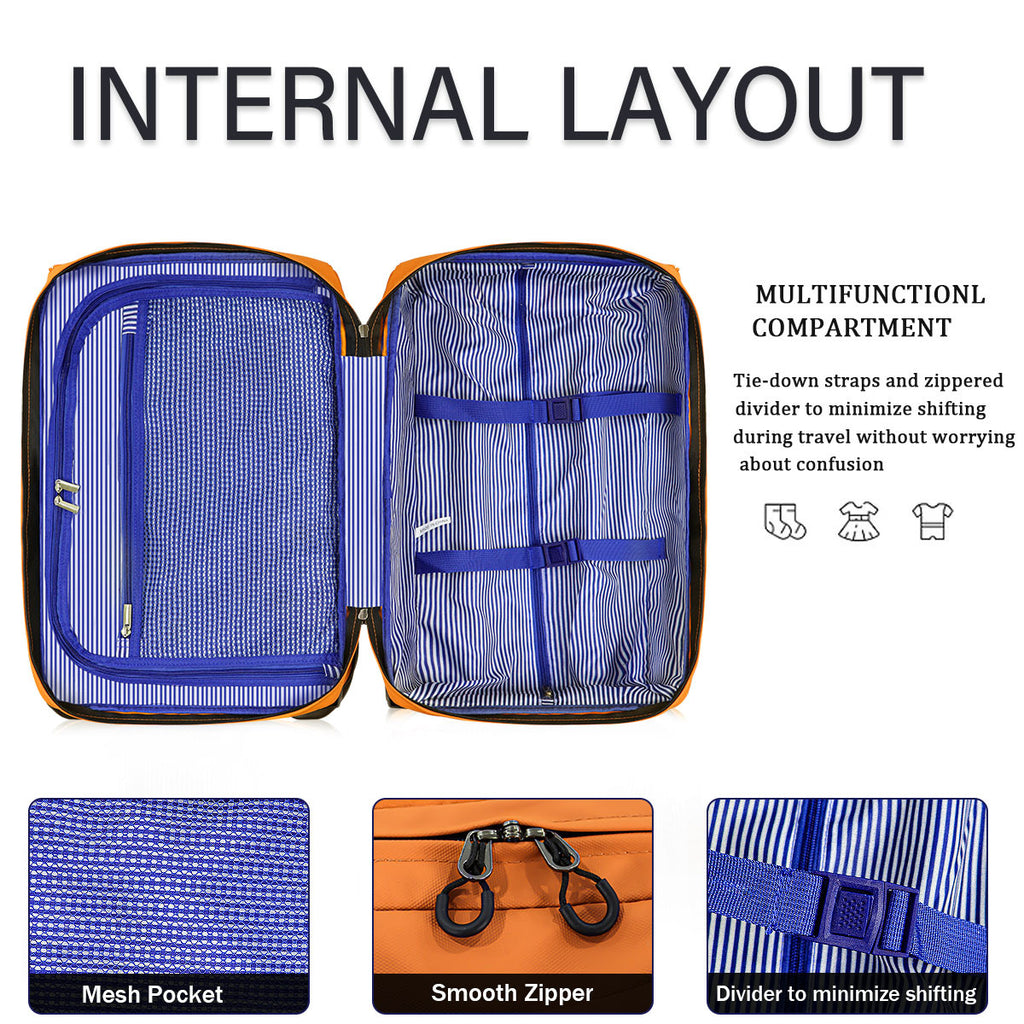3-Piece Softside Luggage Set 20/26/30in Waterproof Travel Suitcase with 2 Wheels & Telescopic Handle, Durable Trolley Bag for Vacation & Adventure