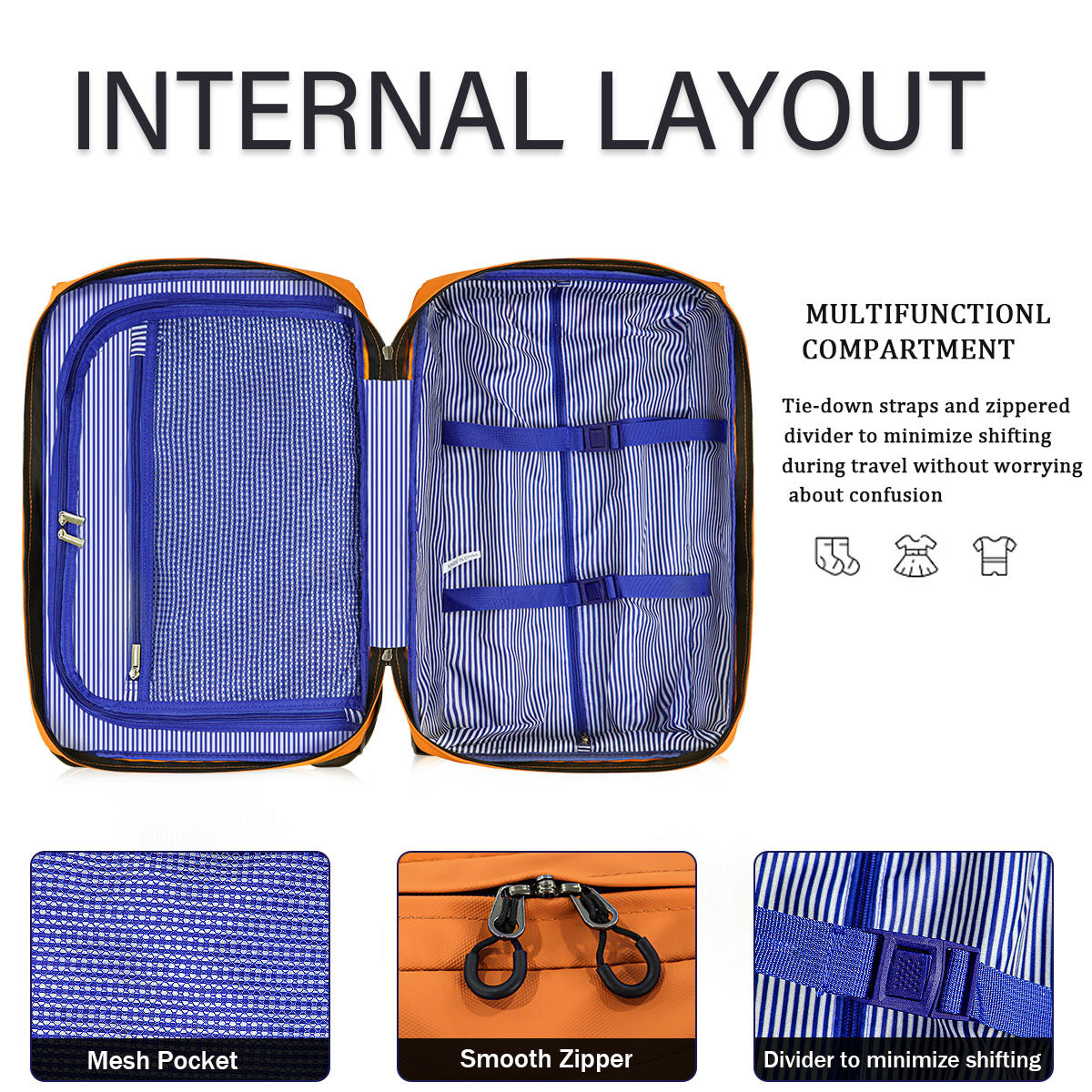 3-Piece Softside Luggage Set 20/26/30in Waterproof Travel Suitcase with 2 Wheels & Telescopic Handle, Durable Trolley Bag for Vacation & Adventure