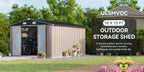 12x20x9.3/12x14/6x4ft Metal Storage Shed - Outdoor Garden Shed Kit, Lockable Tool Shed, Backyard Shed with Double Hinged Doors, 4 Windows, Carport for Car, Truck, Bike and Lawn Mower & Equipment, Brown