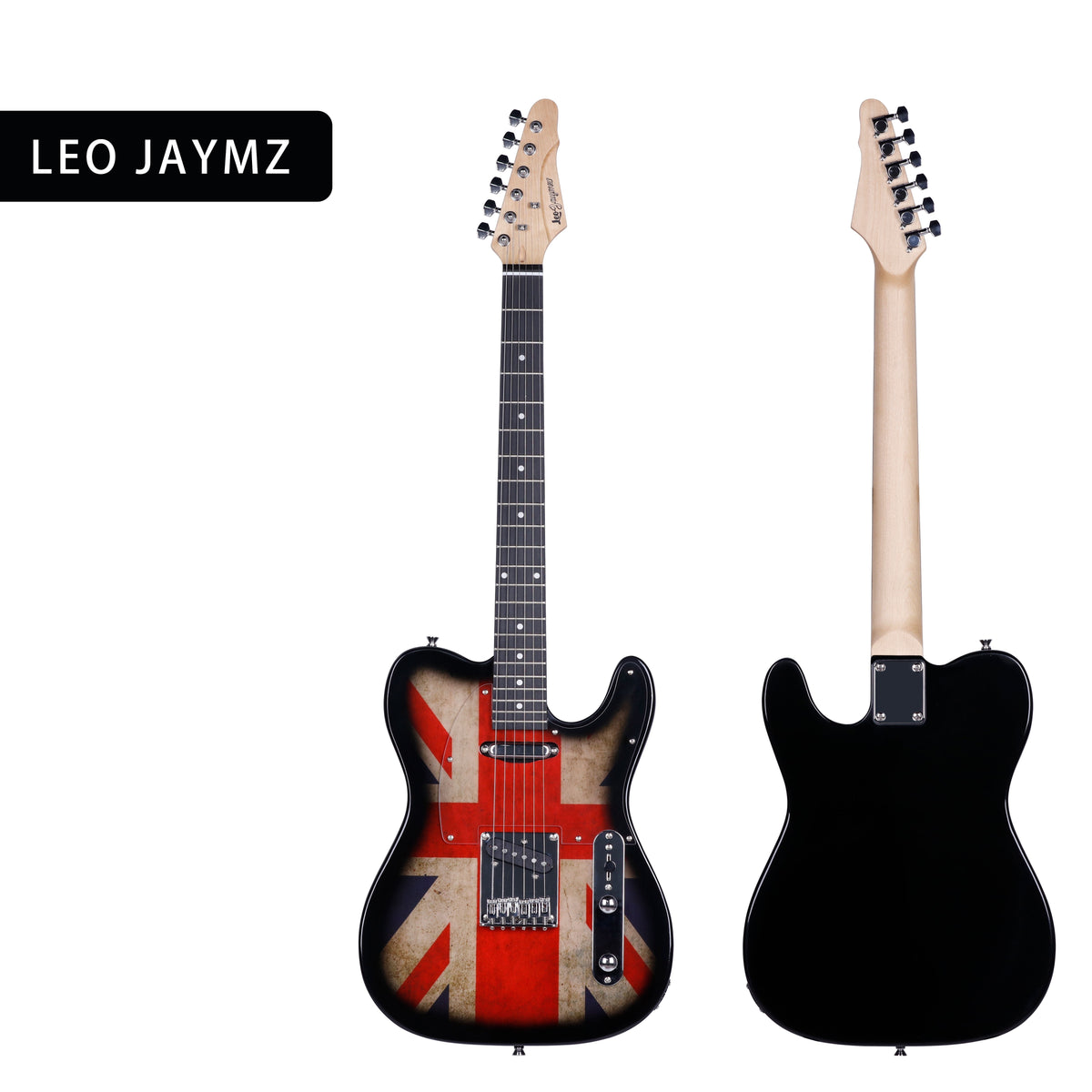 [Electric Guitar] Leo Jaymz DTL Style Electric Guitar with Flag Sticker - High Gloss Mahogany Body And Hard Maple Neck - High Transparency Acrylic Pickguard