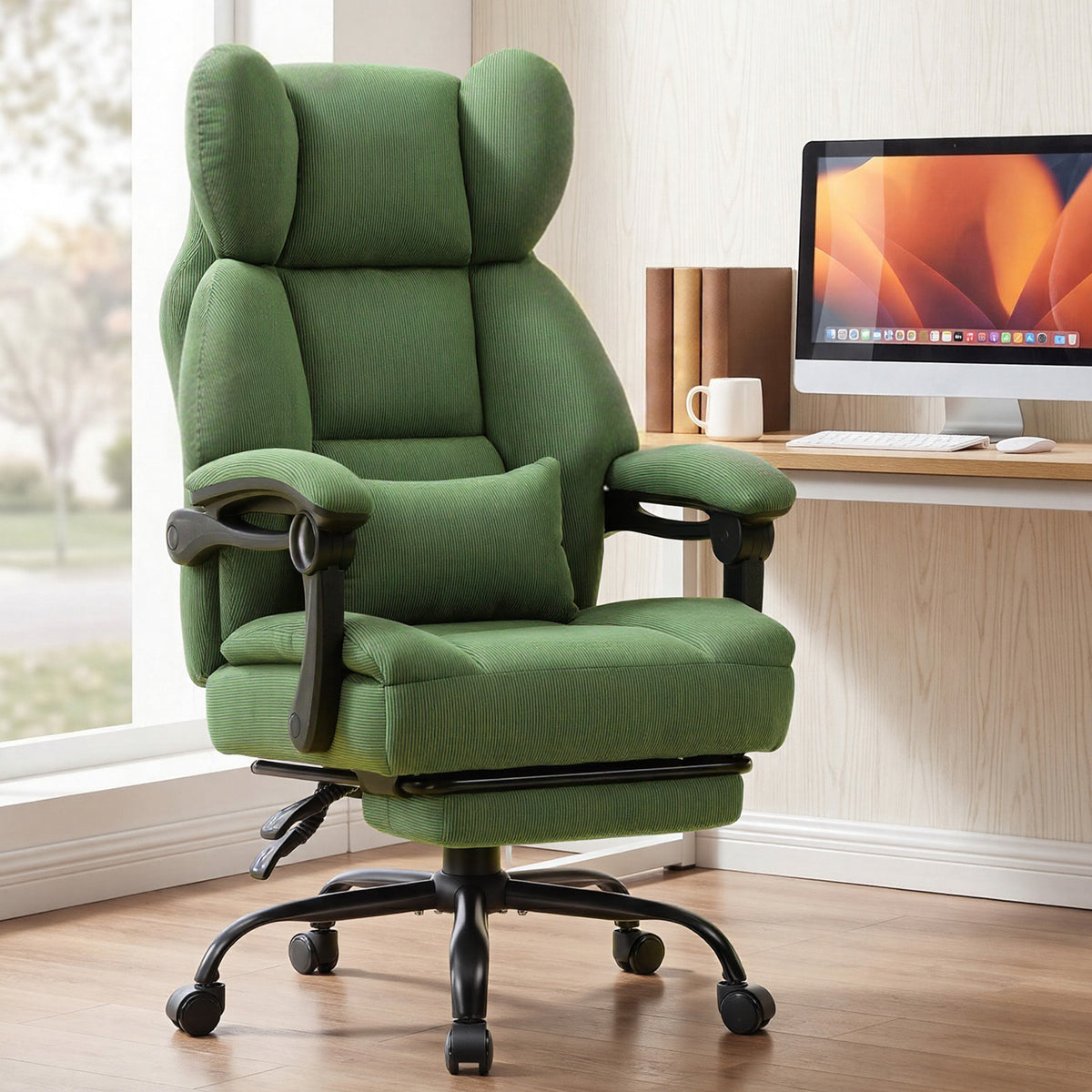 Office Chair OC-305 by LUCKRACER with Synchronized Armrests That Follow the Reclining High Back