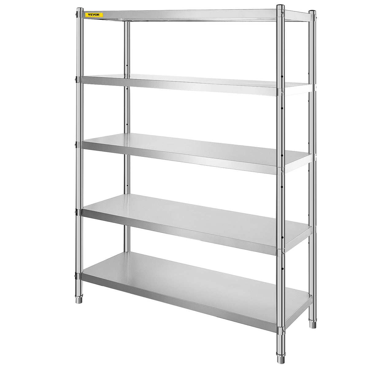 VEVOR Stainless Steel Shelves 47.5x18 Inch 5 Tier Adjustable Shelf Storage Unit Stainless Steel Rack Shelving Heavy Duty Shelving for Kitchen Commercial Office Garage Storage 330lb Per Shelf