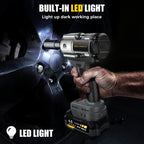Wireless Impact Wrench, 1300 Nm High-Torque Powerful Wrench 1/2 Impact Gun, 2 4.0Ah Batteries with 21V Max Fast Charging, 5 Sockets, Suitable for Semi-Trailer Tires, Heavy Machinery, Steel Structures
