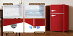 Retro Mini Fridge With Freezer 3.8 Cu. Ft, Small Refrigerator With 7 Level Adjustable Thermostat, Compact Classic Dual Door Fridge Removable Glass Shelves For Apartments, Dorm, Office