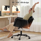 Modern Office Crossover Wheelchair, Luxurious Plush Vanity Chair with Wheels, Adjustable Armrests, Ergonomic Office Chair Suitable for Bedrooms, Computer Makeup Rooms, And Offices, Available in White, Black, Pink, And Gray, Stable And Durable