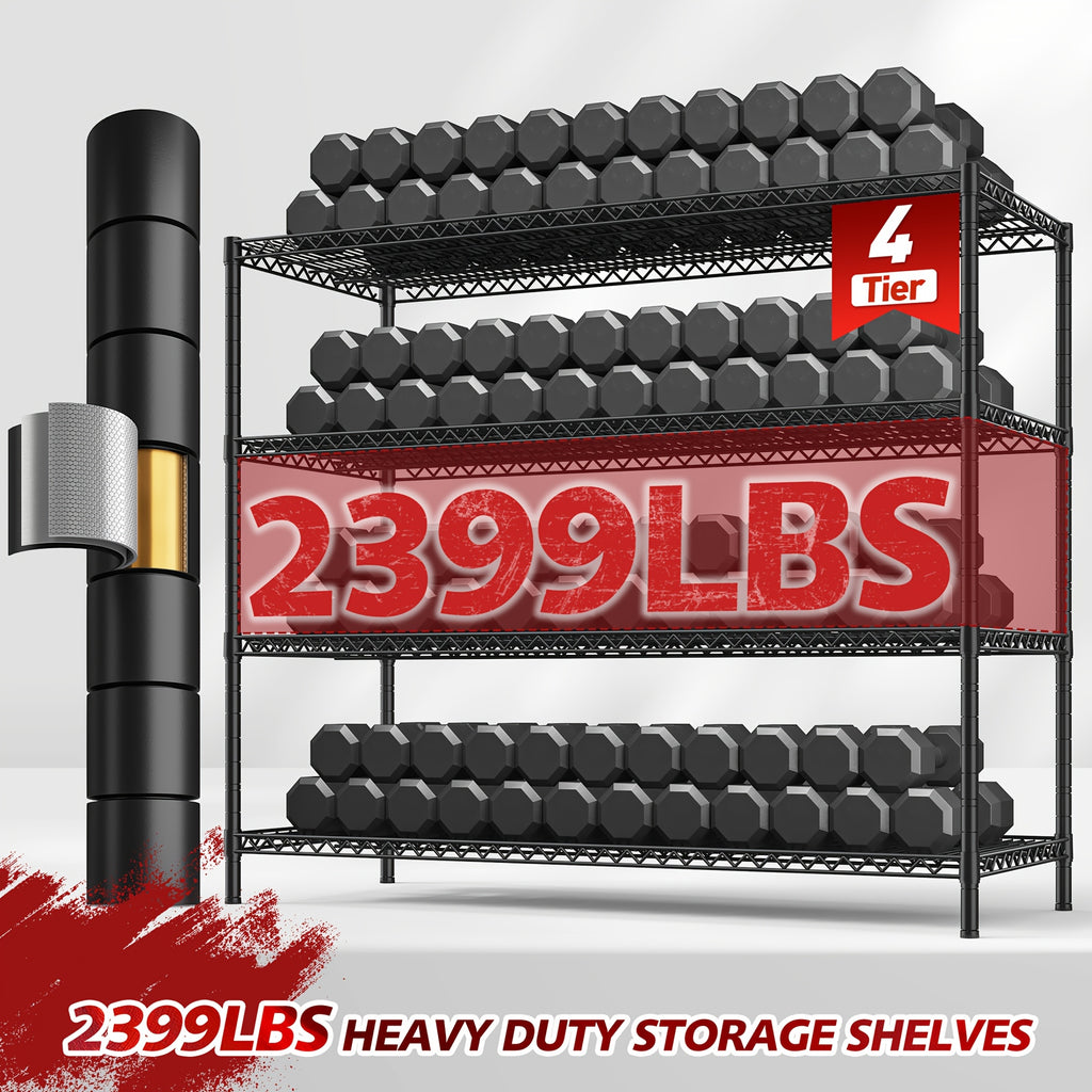 Storage Shelves 75.6" H Wire Shelving Unit with Wheels 2399LBS Heavy Duty Metal Shelves for Storage Adjustable Garage Storage Rack Pantry Shelf Commercial Shelving, 75.6" H X 55.5''W X 24" D Storage and Organization
