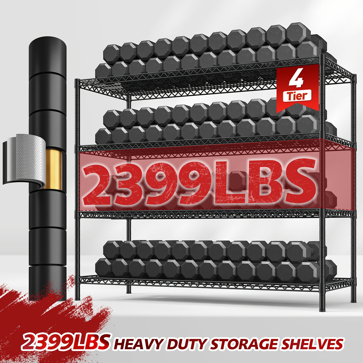 Storage Shelves 75.6" H Wire Shelving Unit with Wheels 2399LBS Heavy Duty Metal Shelves for Storage Adjustable Garage Storage Rack Pantry Shelf Commercial Shelving, 75.6" H X 55.5''W X 24" D Storage and Organization