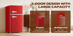 Retro Mini Fridge With Freezer 3.8 Cu. Ft, Small Refrigerator With 7 Level Adjustable Thermostat, Compact Classic Dual Door Fridge Removable Glass Shelves For Apartments, Dorm, Office