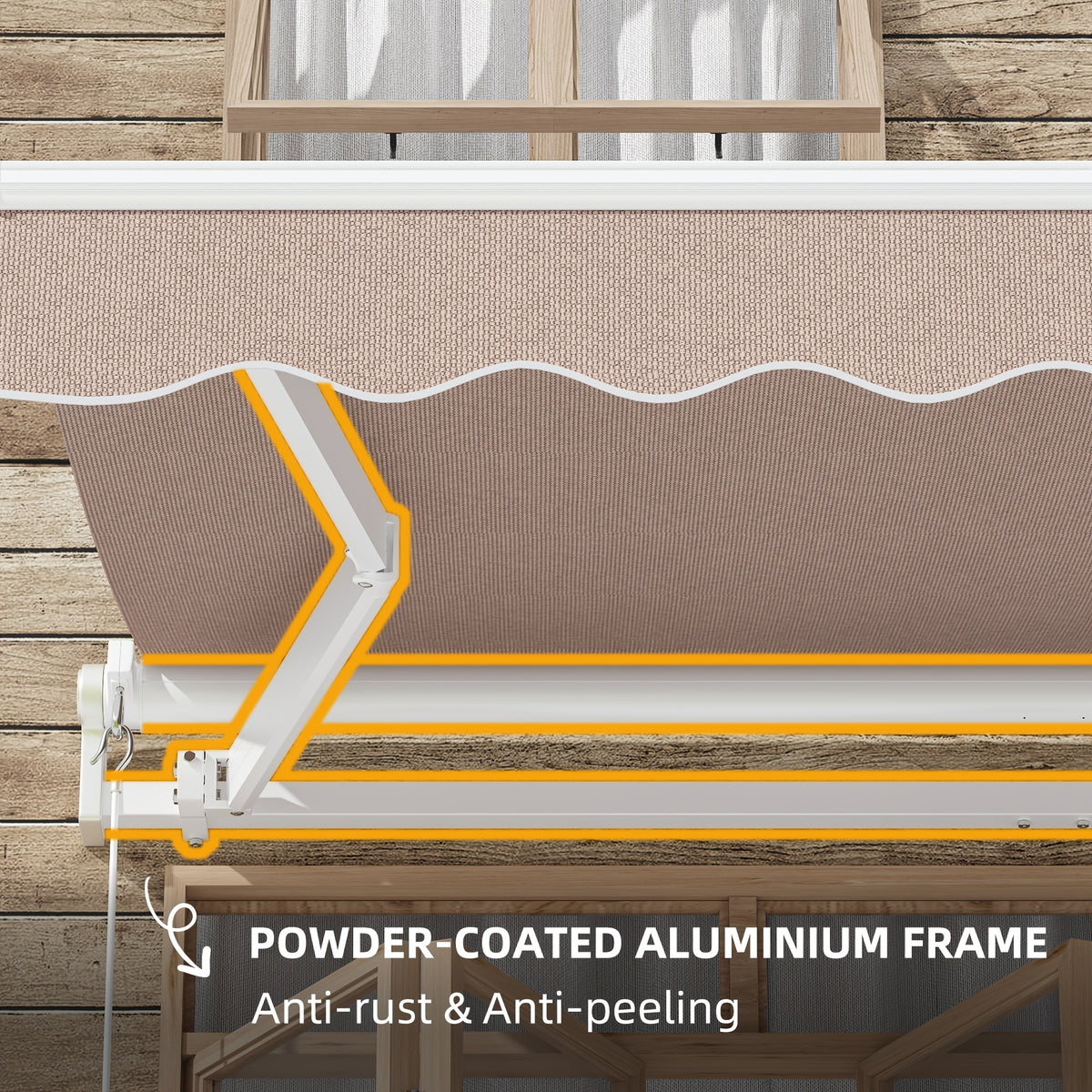 Patio Retractable Awning Sunshade Shelter Cover, Outdoor Patio Awnings for Shop, Restaurant, Cafe, Courtyard, Balcony