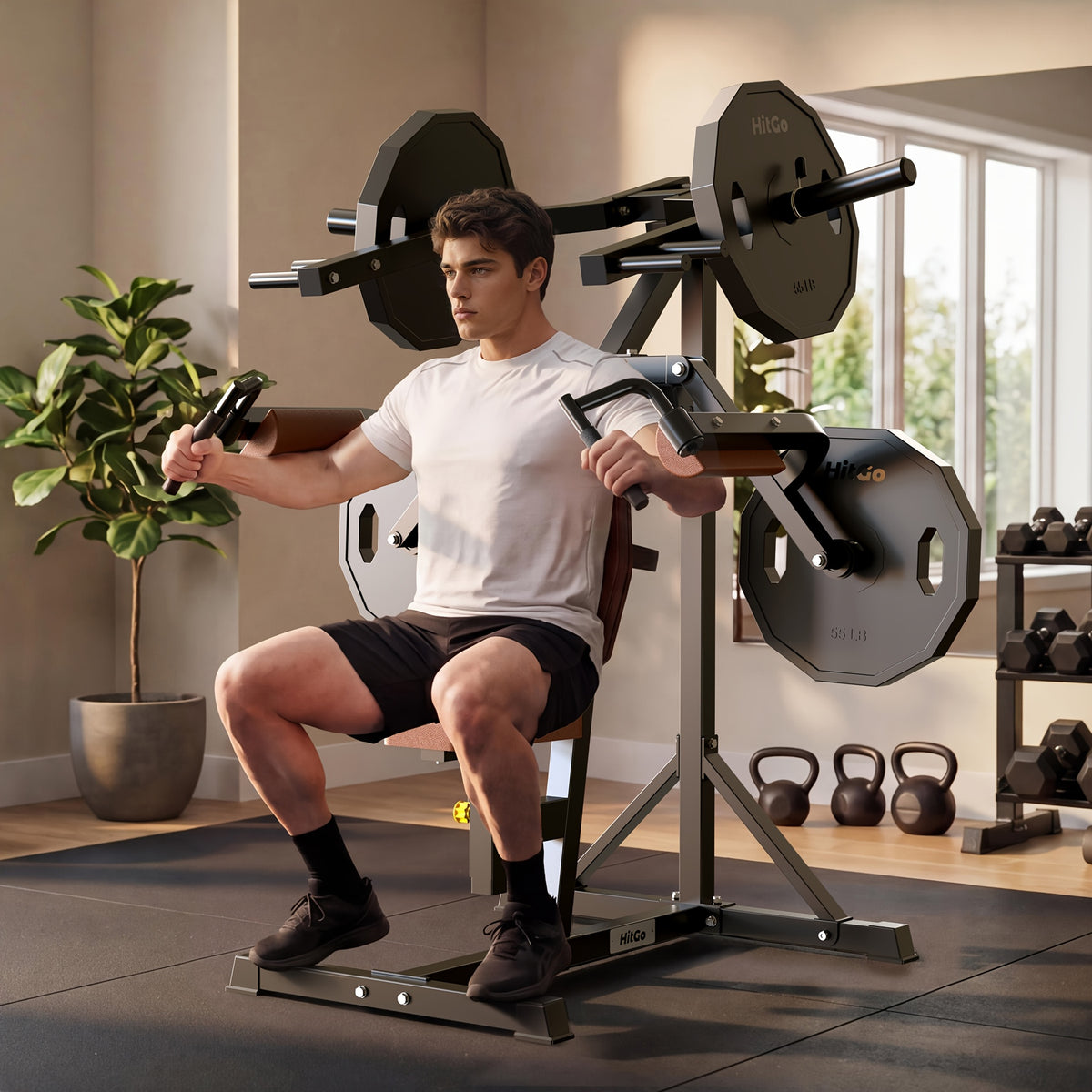 Shoulder Press Machine for Home Gym, Deltoid Strength Trainer with Adjustable Seat And Arm Handles, Heavy Duty Upper Body Workout Equipment