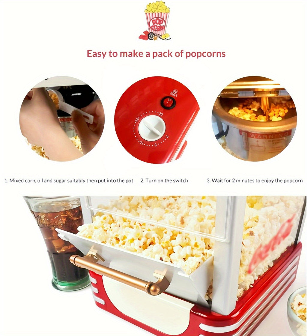 Home Commercial Popcorn Machine Automatic, Party, Desktop High Quality, Simple and Easy to Operate, Miniature Popcorn Maker