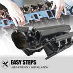 92MM Intake Manifold Kit - Includes Fuel Rail And Throttle Body - 92Mm Throttle Body Made of Sheet Metal - EFI 15° Throttle Opening - Suitable for Chevrolet, for GMC, for Pontiac LS LS1 LS2 LS6 in Black