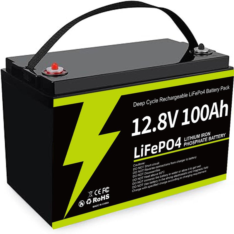 12V 100Ah LiFePO4 Lithium Battery RV Deep Cycle Battery, Built-in 100A BMS, IP65 waterproof and dustyproof, 1280WH Power Output for RV, Solar Power System, Marine, Home Energy Storage and Off Grid 8000 Deep Cycle Group 31 Battery with Maintenance-Free, 3%