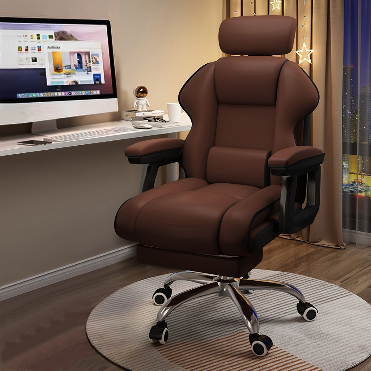 Ergonomic Adjustable Height Chairs with Cushions Armrest for Long Time Seating-High Office Chair with Footrest