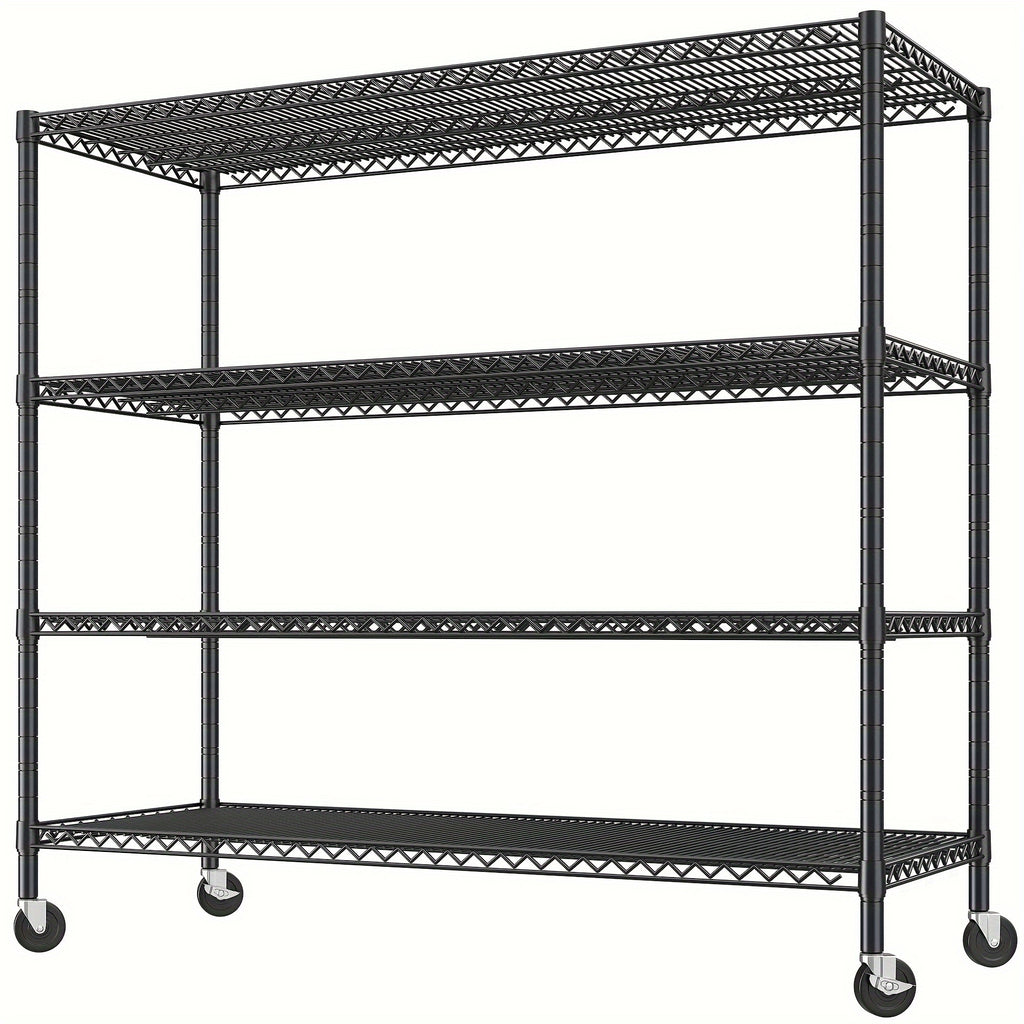 Storage Shelves 75.6" H Wire Shelving Unit with Wheels 2399LBS Heavy Duty Metal Shelves for Storage Adjustable Garage Storage Rack Pantry Shelf Commercial Shelving, 75.6" H X 55.5''W X 24" D Storage and Organization