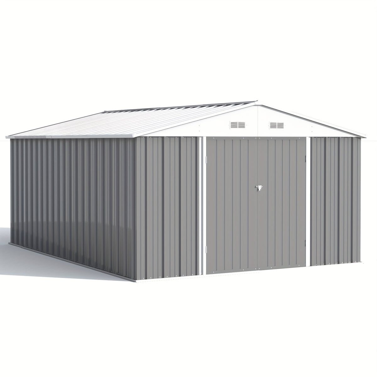 GUNJI Heavy-Duty 10X14 FT & 5X3 FT Metal Garden Shed With Double Hinged Large DoorSecure Tool Sheds & Backyard Organization For Outdoor Storage Solutions, Patio Storage, Garbage Can, Chicken Coop