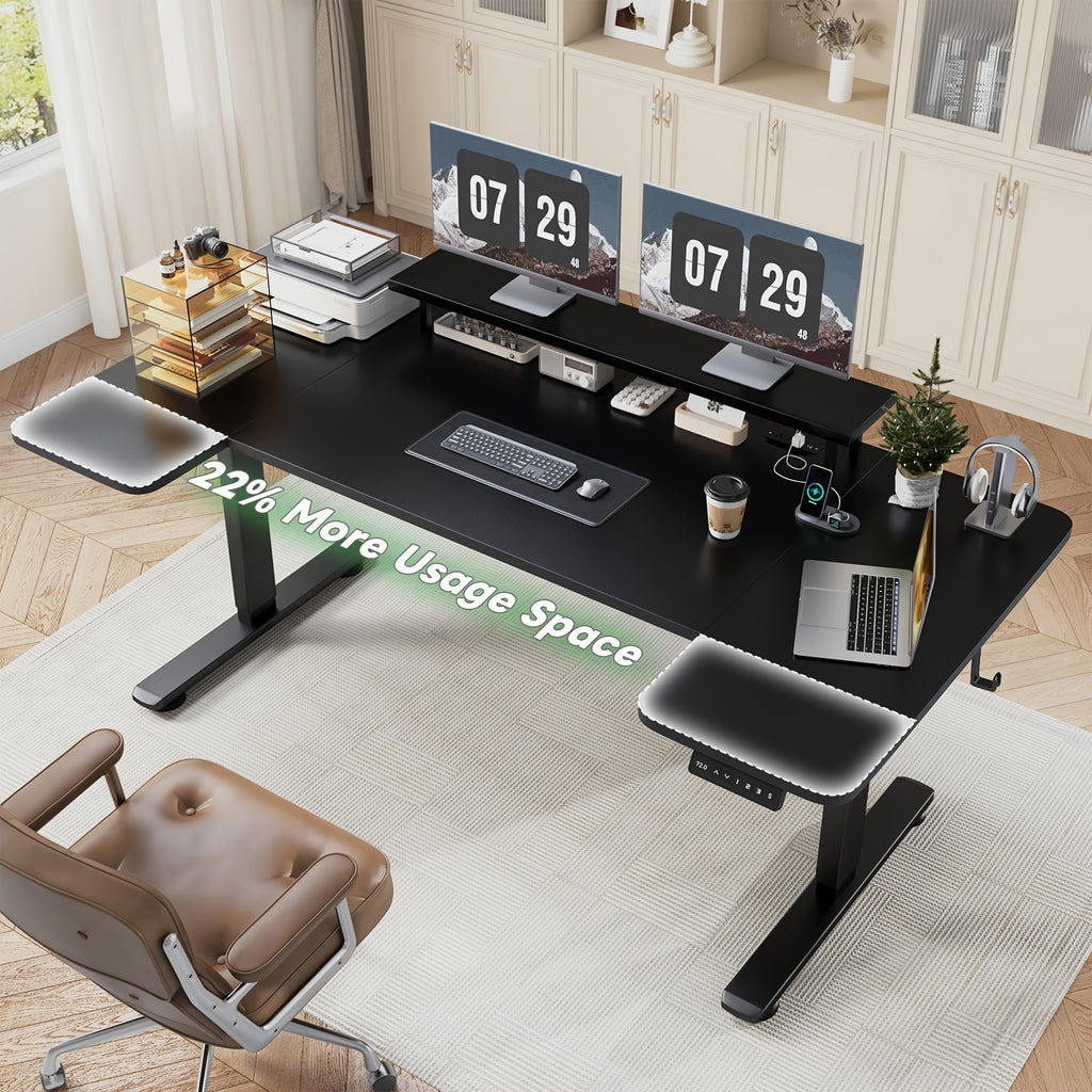 71 X 36 Standing Desk Electric Adjustable Height Desks, Home Office Desks with Cable Management, Monitor Stand, 2 Hooks, 5 Power Outlets, 3 Memory Adjustable Height Computer Desk