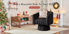 Rotating Decorative Chair, 360° Swivel Barrel Chair, Mid-century Modern Chair, Wide Soft Cushion, Modern Velvet Fabric, Round Armchair, Suitable For Living Room, Lounge, Bedroom, Black, Free Shipping