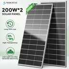 Werchtay 200W*2 Solar Panels, 25.5% 18BB High Efficiency Monocrystalline 2pcs 200W 12 Volt Solar Panels Systems Solar Module for Farm House Rooftop RV Caravan And Other Off-Grid System