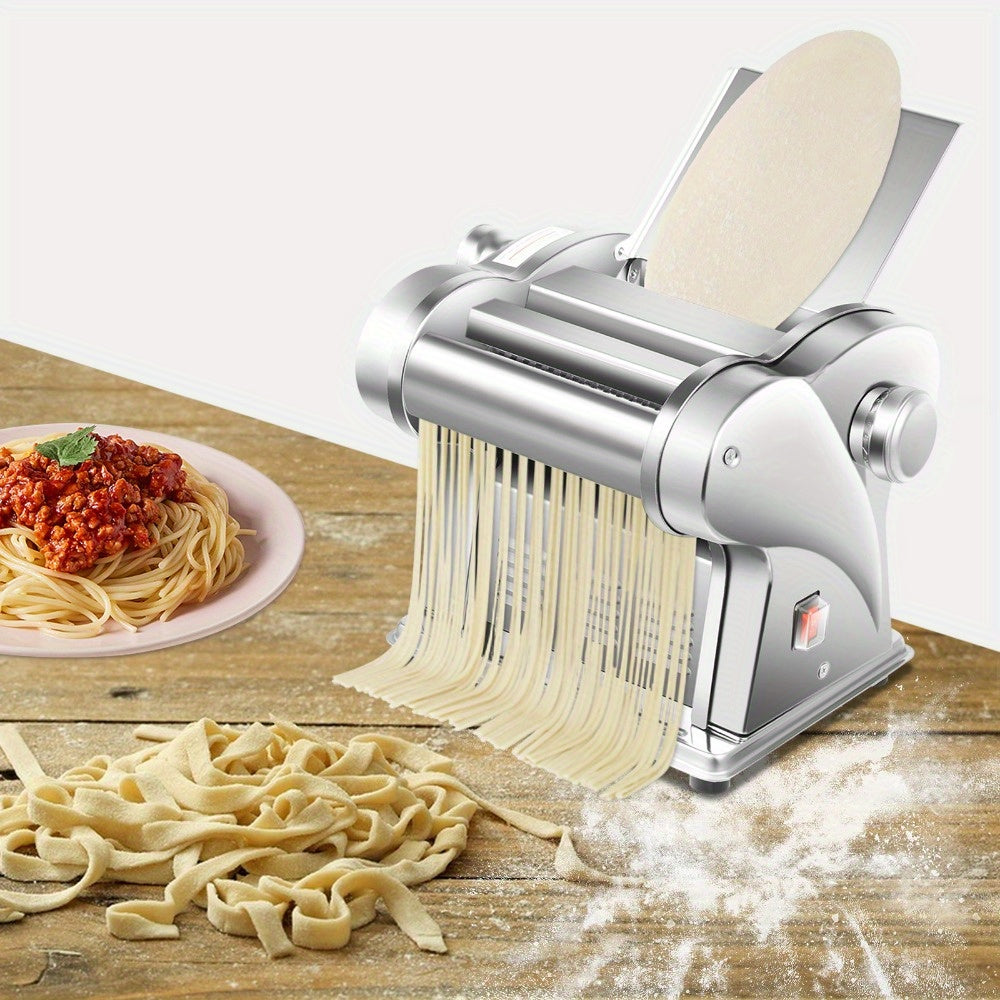 Electric Automatic Pasta Maker & Noodle Press - Stainless Steel Dough Sheeter Machine with Adjustable Thickness, Heavy-Duty for /Commercial Use Suitable for Noodles, Dumpling Wrappers, Wontons, Pancakes