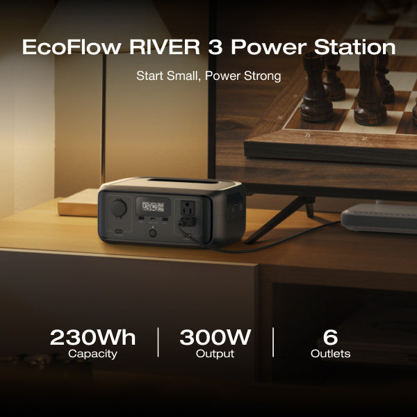 EcoFlow RIVER 3 230 Portable Power Station, 230Wh LiFePO4 Battery Power Station, 300W Up to 600W AC Output, <20 MS UPS & <30 dB, 1Hr Fast Charging Solar Generator for Home or Outside Use