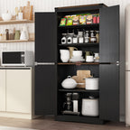 Farmhouse Tall Storage Cabinet with 4 Doors & Adjustable Shelves, 71in Pantry Cabinet for Kitchen, Living Room, Dining Room, Bathroom, Rustic Wood Storage Cabinet