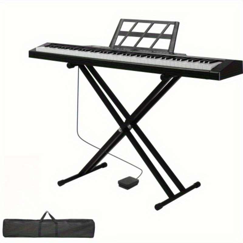[Portable Electric Piano] 88-Key Semi-Weighted Hammer Action Portable Electric Piano with Dual X-Brace Stand, Black, Model GPP-105/BD-882