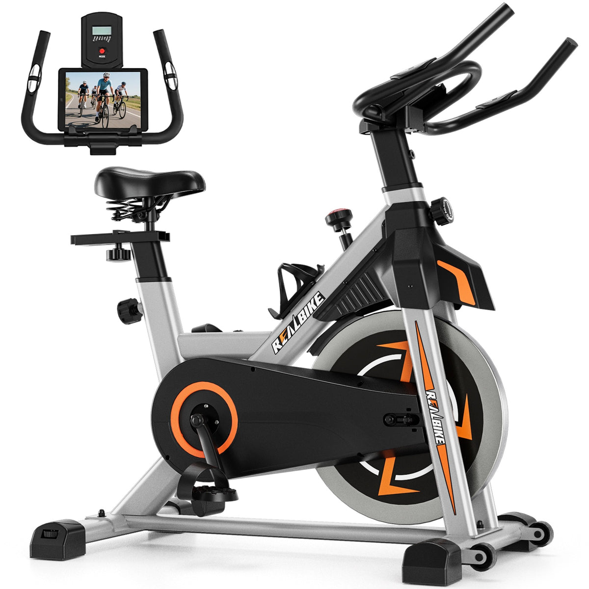Silent Home Exercise Bike, 330 Lbs Weight Capacity, Indoor Fitness Bicycle with Tablet Holder and Display, Adjustable Resistance Cardio Trainer, Home Fitness Equipment