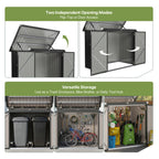UFFIGAMA Lockable Outdoor Trash Can Storage Shed - 4.93 X 2.6ft Metal Garbage Bin Enclosure with Chain Lid, Waterproof & Weather-Resistant, Ideal for Trash Cans, Lawn Mower, And Garden Tools, Perfect for Backyard & Patio