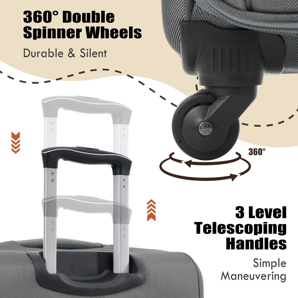 Suitcase Set Softside 3pcs Expandable Luggage with TSA Lock Spinner Wheels Lightweight Upright Luggage with Travel Bag, 22/ 26/ 30 IN