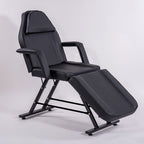 Beauty Bed with Stool Massage Table with Head Cushion 3-Section Adjustable Beauty Bed Professional Tattoo SPA Salon Chair (Black)