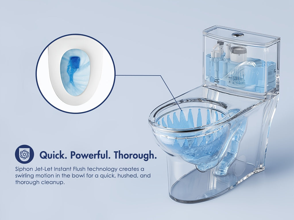 [Compact Dual Flush Toilet] Eridanus Compact Dual Flush Single Unit Toilet, Extended Shape Featuring a 16-3/8" Seat Elevation, Gentle Close Lid, 1.1/1.6 Gallons Per Flush, 12" Rough-In