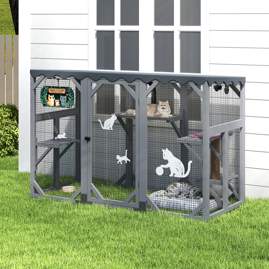 Outdoor Cat Catio Enclosure, Cat Playpen Cage with Jumping Platforms