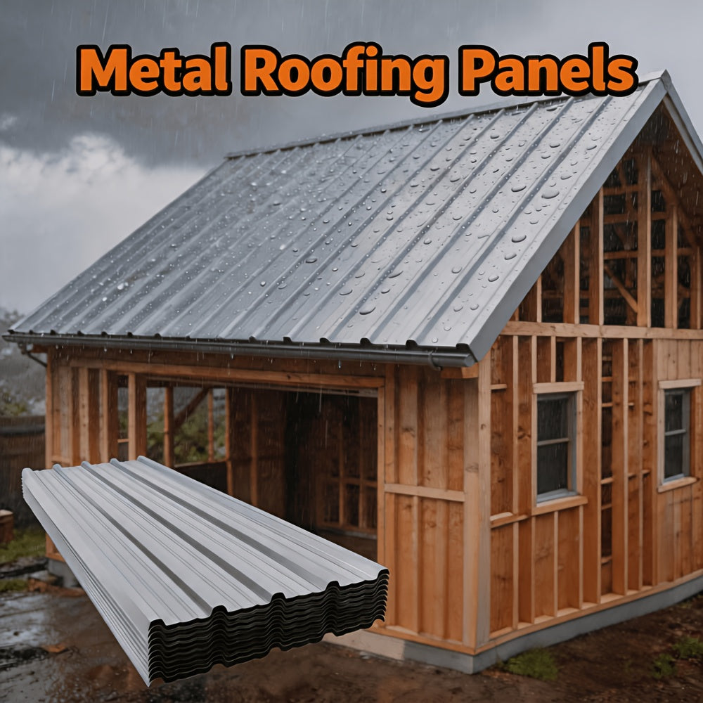 [Waterproof Metal Siding] 72.85''X18.9''/61.02''X18.9'' Corrugated Galvanized Metal Roofing Panels And 1 Pair Of Gloves, Waterproof Metal Siding Panels For Outdoor House, Storage, Chicken Coop, Garage, And Shed, 20pcs/15pcs/10pcs