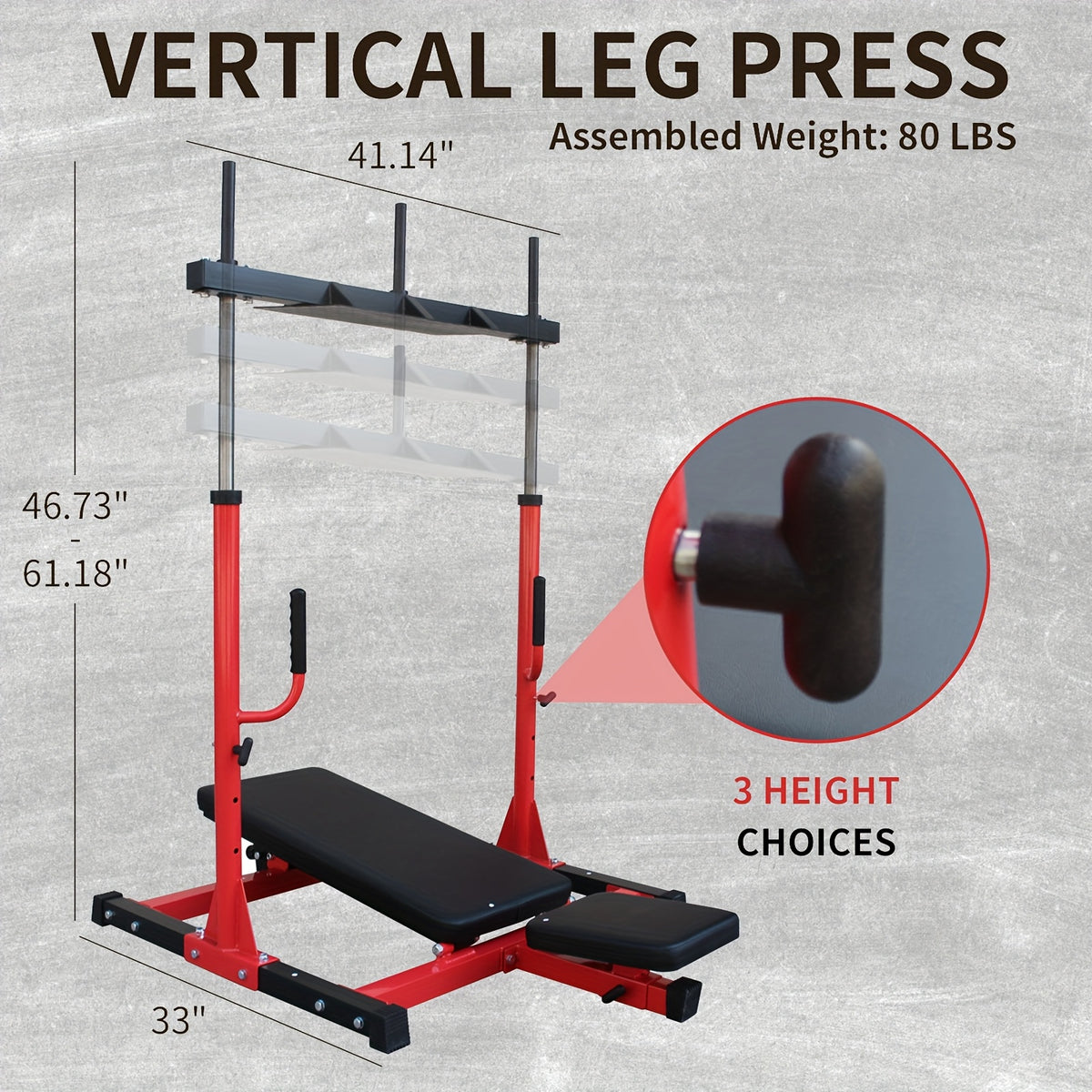 Vertical Leg Press Machine for Home Gym Heavy-Duty Leg Press with Adjustable Leg Resistance, Back And Head Positions Professional Lower Body Strength Trainer for Leg Workouts, 660 Lbs Capacity