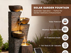 Solar Outdoor Water Fountain, 38.2-Inch 4-Tier Cascading Bowls and Stacked Stones with LED Lights