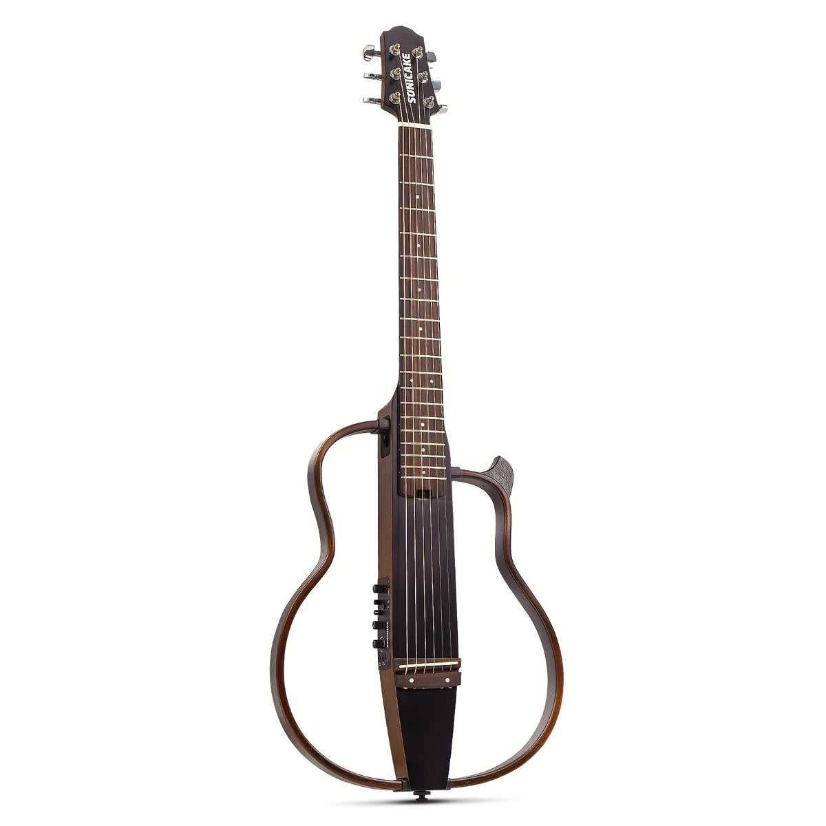 VOHALO Sonicake Travel Guitar, Portable Solid Mahogany Body Acoustic-Electric Guitar, Easy Assemble Frames, Multi Body-Shape SIM Rechargeable Pre-amp, Gig Bag, Professional Recording & Live Performance Guitar with Rosewood Fingerboard, All Accessories, El