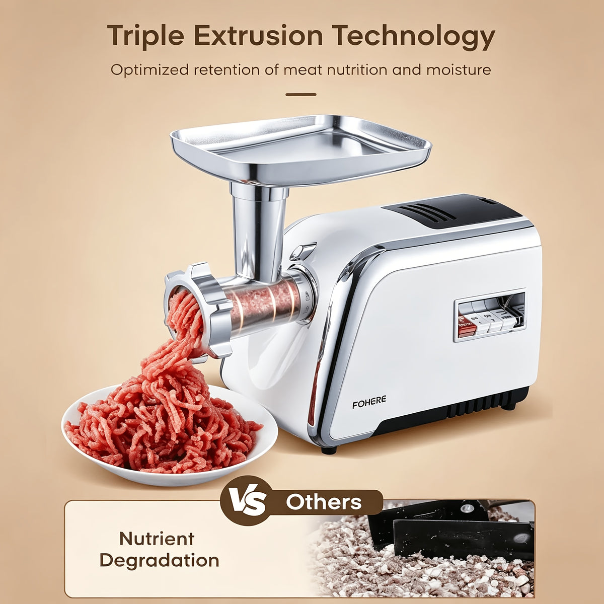 3000W Heavy-Duty Meat Grinder | 5-In-1 Multifunction Home Kitchen Machine | Stainless Steel Sausage Stuffer (2 Tubes) | Kubbe & Burger/Slider Makers | Storage Box | Commercial-Grade Power!