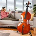 [For Beginner, Music Lover] Glarry 4/4 Ebony Fitted Cello - Full Size Acoustic Cello With 7mm Padding Cello Carrying Bag, Extra String, Bridge, Bow, 2nd & 3rd String Reductions, 2nd & 3rd String Reductions, For Beginner, Music Lover