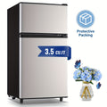 5.0/3.5/2.5 Cu.ft Small Fridge with Freezer 2-Door Compact Refrigerator 7-Level Adjustable Thermostat, Removable Shelves and Bakset, Perfect for Dorm, Office, RV, Bedroom, Silvery