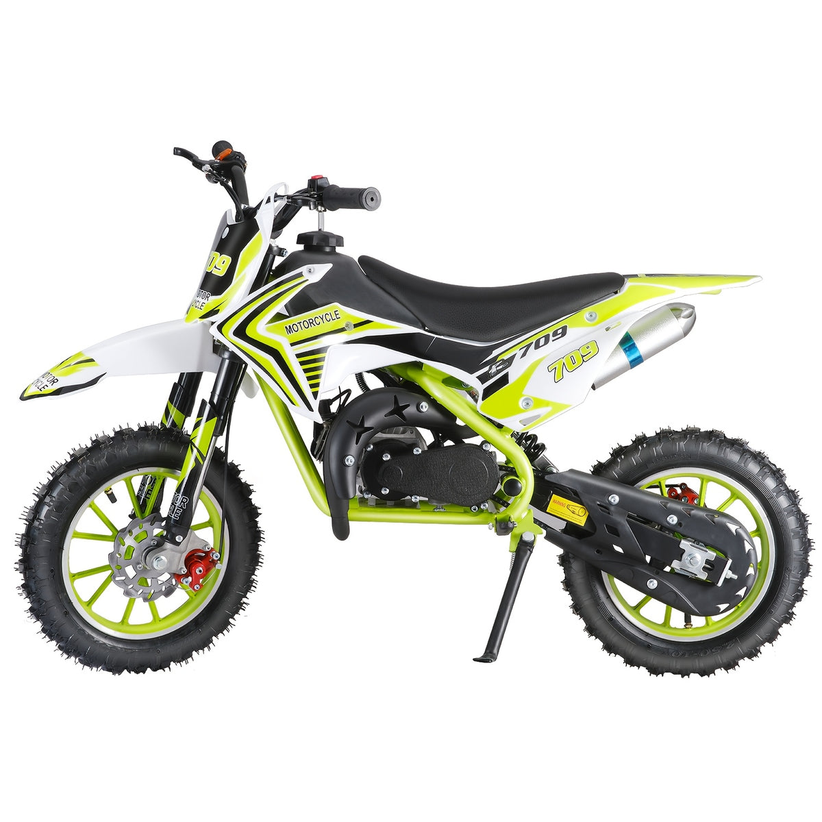 Mini Motorcycle 49cc 2-Stroke Gas-Powered Dirt Bike Suitable for - -Rided Track Days & Mini Bike Racing with Front/Rear Disc Brakes, Compact Off-Road Pocket Bike (Maximum Speed up to 20mph)