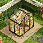 Walk-In Greenhouse with Roof Ventilation, 6 x 4 ft Polycarbonate Garden Structure on an Aluminum Frame