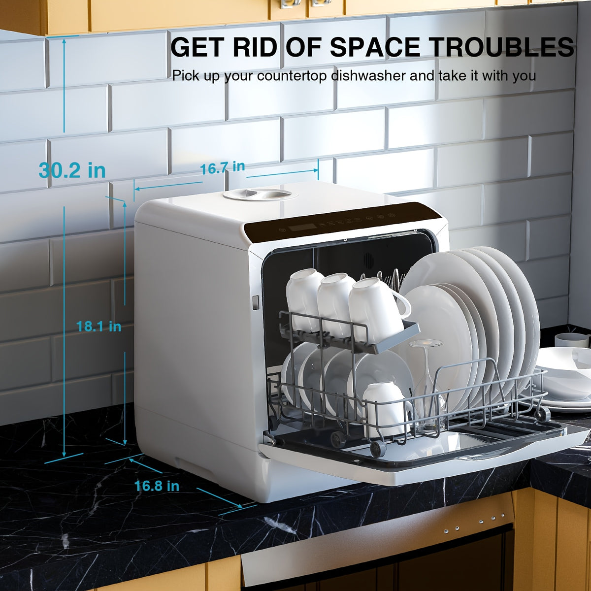 Portable Countertop Dishwasher, 5+1 Program Compact Mini Dishwasher With 5-Liter Built-in Water Tank And Air Dry Function, Dual Water Supply Mode, Ideal For Apartments And RVs